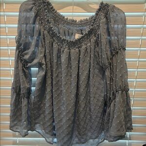 Chic Smocked Gray Blouse